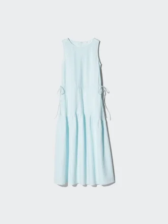 Vestito a balze in misto lino da donna