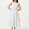 Vestito a balze in misto lino da donna | A righe