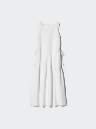 Vestito a balze in misto lino da donna | A righe