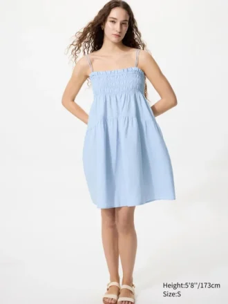 Vestito a canotta da donna in misto lino