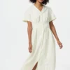 Vestito da donna in misto lino con scollo a V | A righe