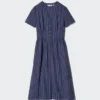 Vestito da donna in misto lino con scollo a V | A righe
