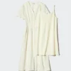 Vestito da donna in misto lino con scollo a V | A righe