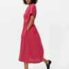 Vestito da donna in misto lino con scollo a V | Maniche a pantaloncini Vestito da donna in misto lino con scollo a V | Maniche a pantaloncini