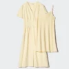 Vestito da donna in misto lino con scollo a V | Maniche a pantaloncini Vestito da donna in misto lino con scollo a V | Maniche a pantaloncini
