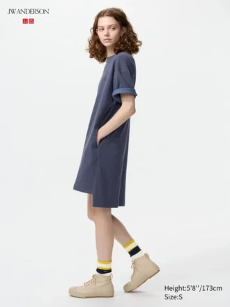 Vestito T-shirt oversize bicolore da donna