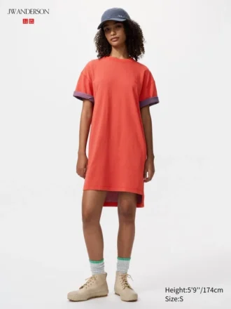 Vestito T-shirt oversize bicolore da donna